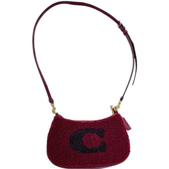 Coach Handbags - Coach Teri Shearling Crossbody Bag with Coach Motif